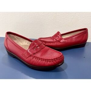 SAS Tripad Comfort Red Leather Penny Loafers Women Size 7 M Made in USA